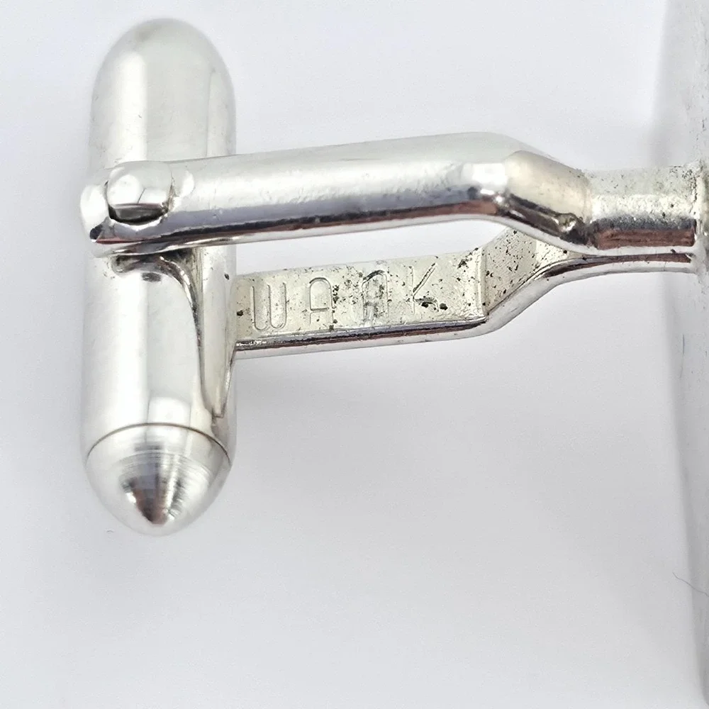 Vtg SWANK Square Cufflinks Polished Mirror Finish Scrollwork USA Silver Tone